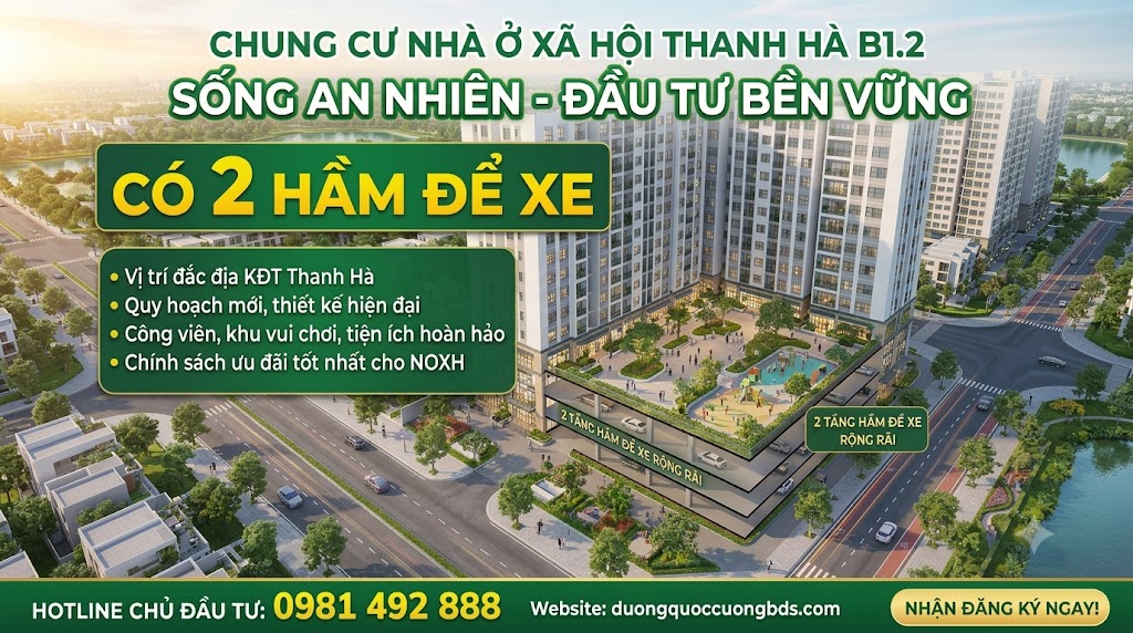 Khởi công nhà ở xã hội Thanh Hà B1.2 tháng 9/2026 với 5 tòa NOXH
